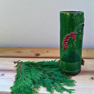 Tall Christmas Vase - Holly & Berry