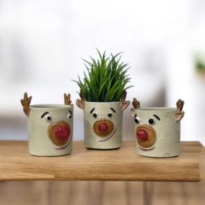 Small Ceramic Reindeer Vase - Christmas Deco